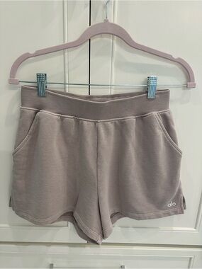 ALO Yoga Women’s Taupe Athletic Shorts with Side Pockets